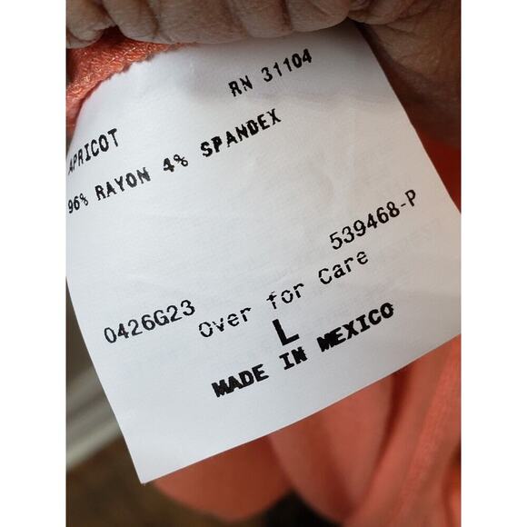 New Directions Women's Orange Floral Rayon V-Neck Long Sleeve Top Blouse Large - Picture 6 of 11